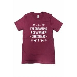 NEW URBANARTEEZ women's dreaming of a wine christmas tee - plus in burgundy